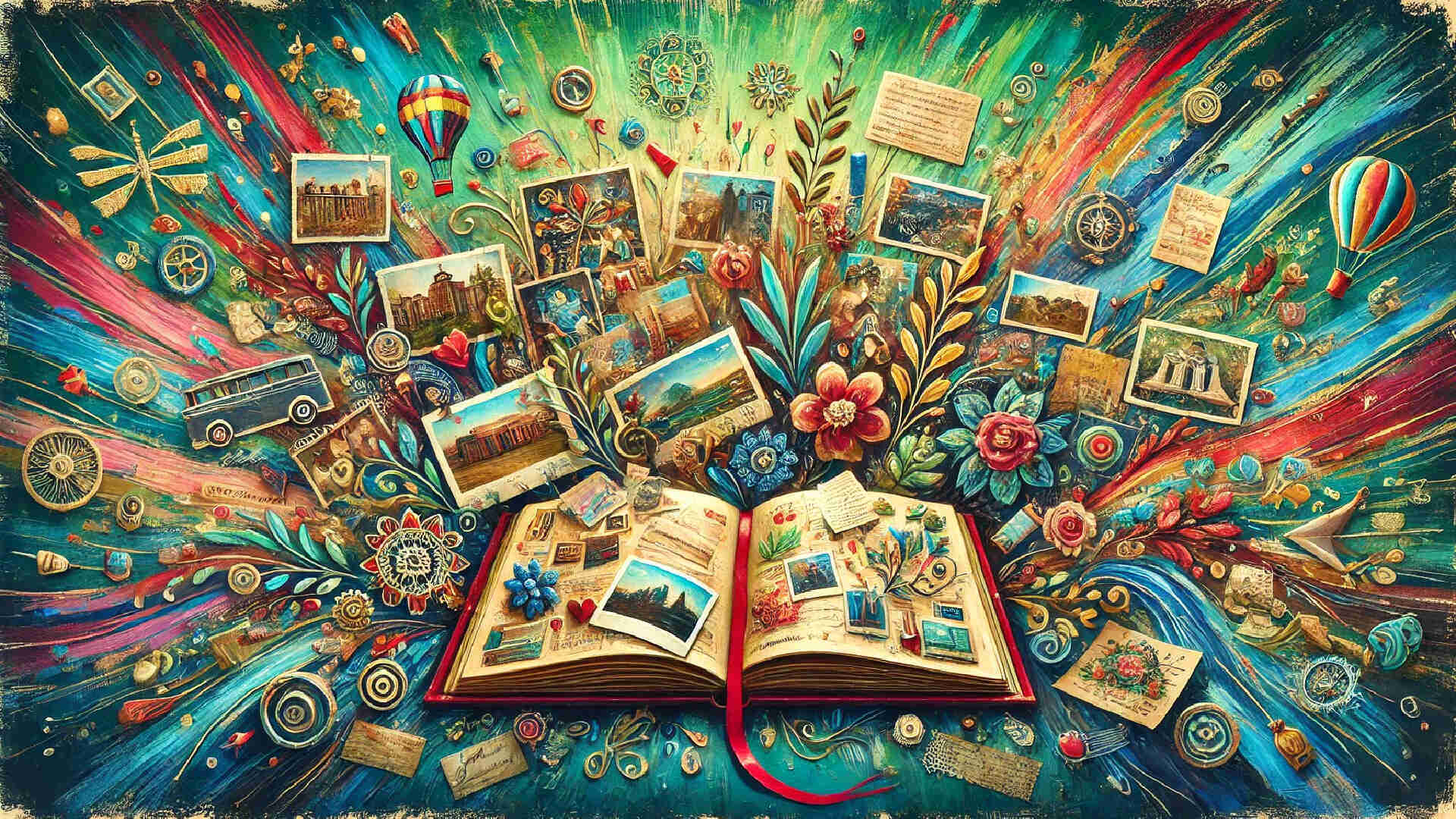 Scrapbook pages with photos and decorative elements illustrating creative ideas for preserving memories.