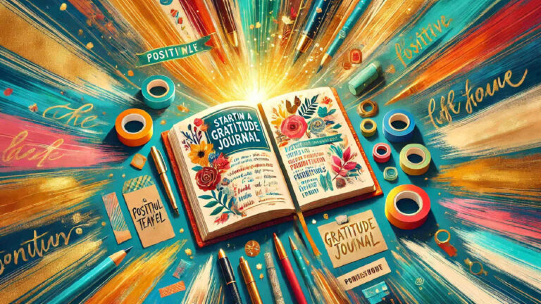 Open journal with handwritten gratitude entries representing the start of a daily gratitude practice.