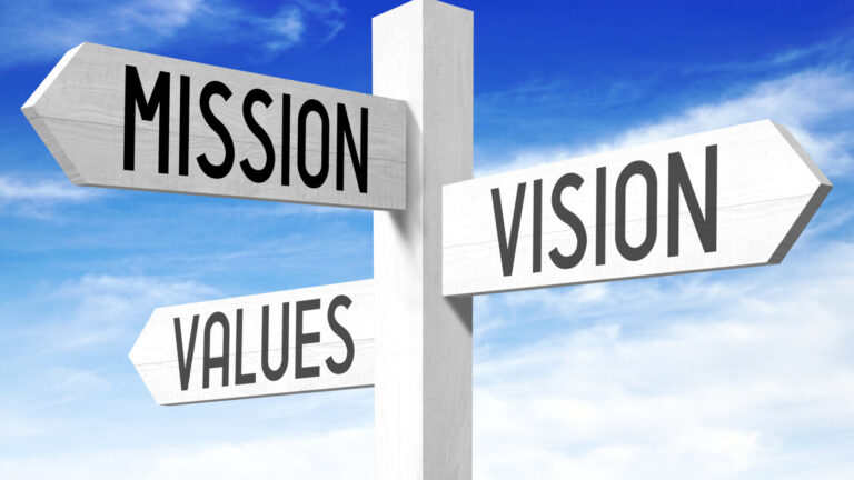 Conceptual image representing mission, vision, and values as the foundation of business success.