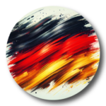 Circular abstract brushstroke design of the German flag with black red and yellow colors