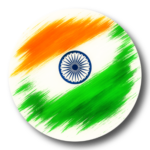 Circular brushstroke artwork of the Indian flag with saffron white green and central blue wheel
