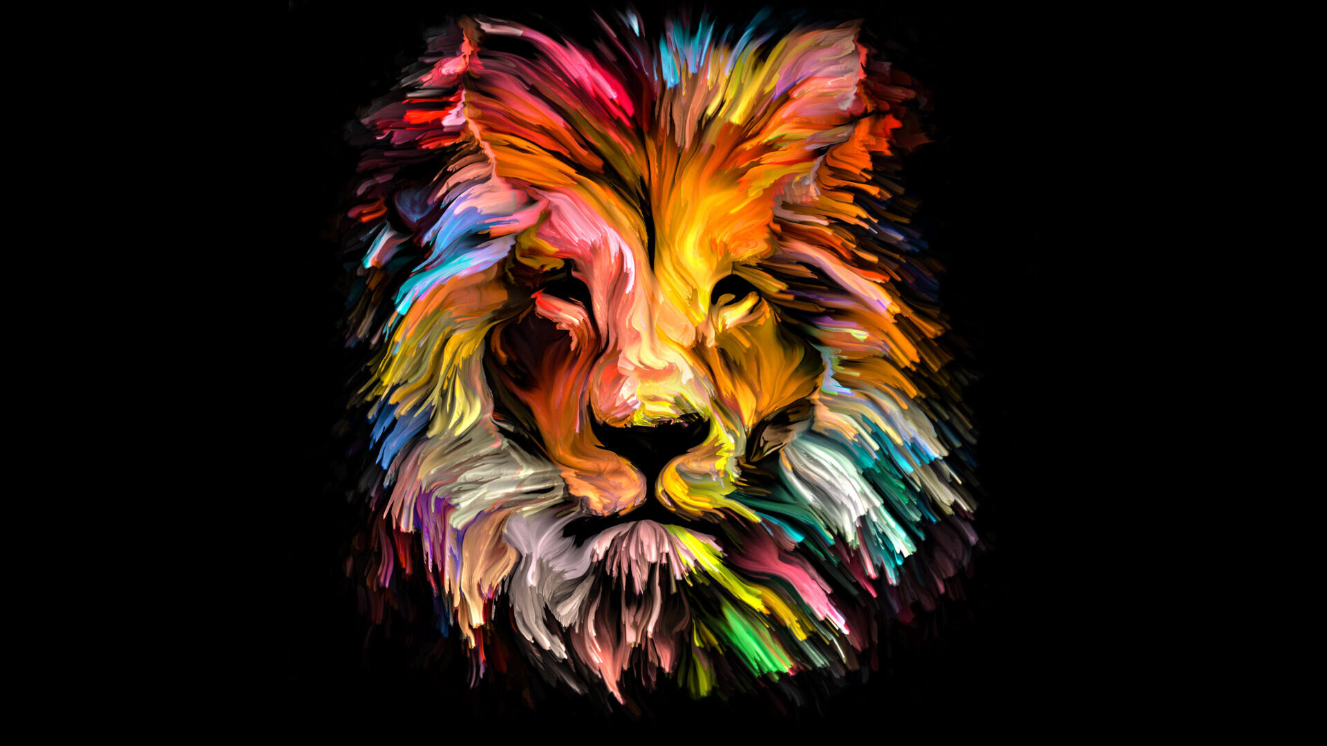 A colourful artistic portrait of a lion with a vibrant rainbow mane, symbolizing creativity, curiosity, self-discovery, and the Leo zodiac.